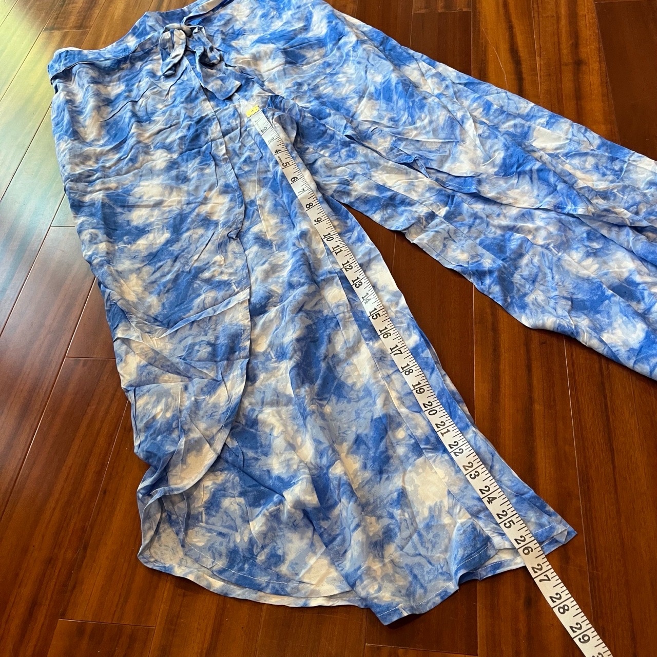 New Look Palazzo Pants Blue Tie-Dye Coverup Resort Open Leg Nwt Size Large — image 6 of 8